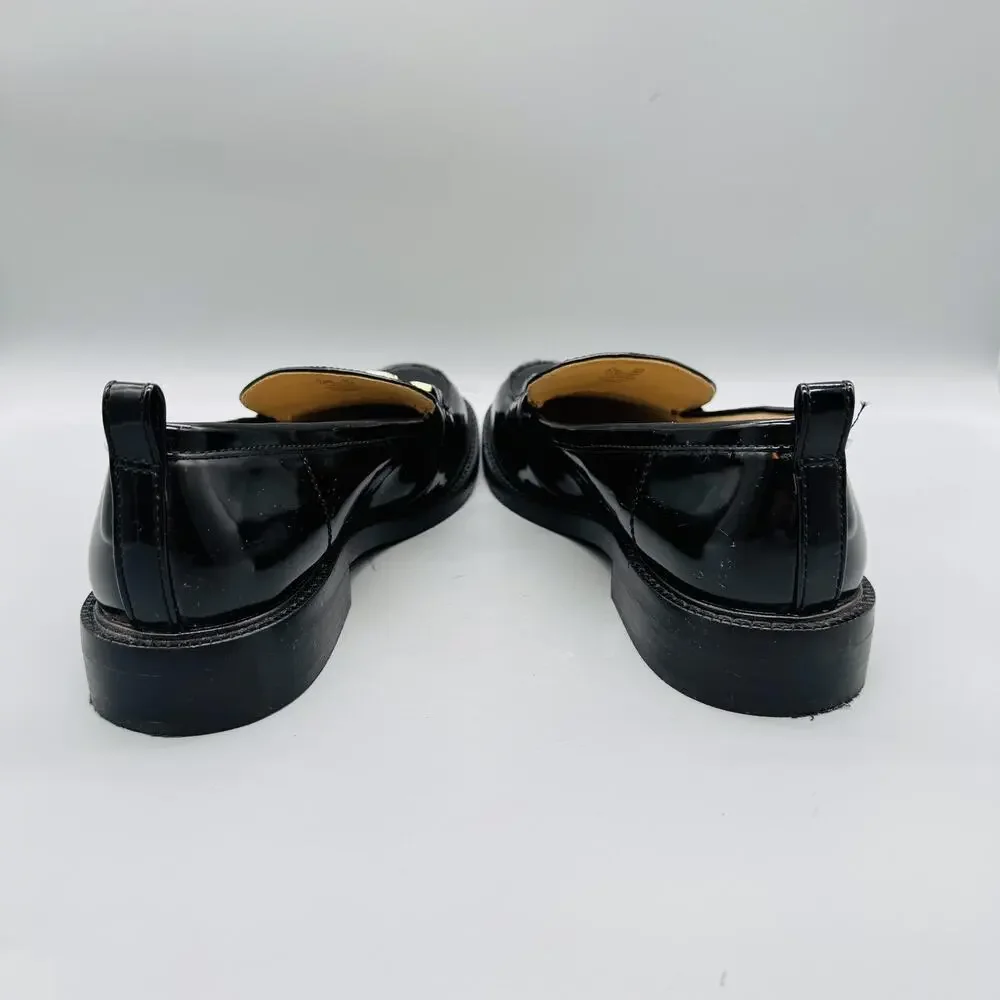 Sam Edelman Black Patent Leather Loafers with Gold Accent, Men's 10.5 - Picture 6 of 11